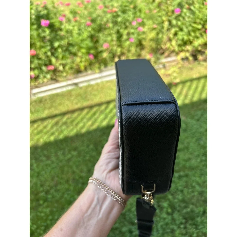 Kate Spade Madison Gingham Mini Camera Bag Designer Crossbody Black White Check